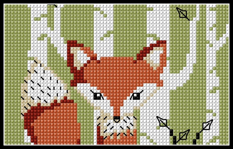 fox cross stitch pattern forest animal cross stitch fox pattern animal cross stitch animal pattern Be clever fox cross stitch fox