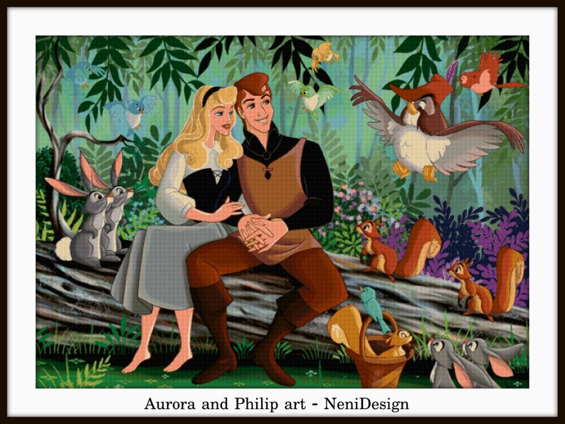 Aurora pattern Aurora cross stitch cross stitch pattern disney pattern disney cross stitch Auora disney Aurora and Philip art