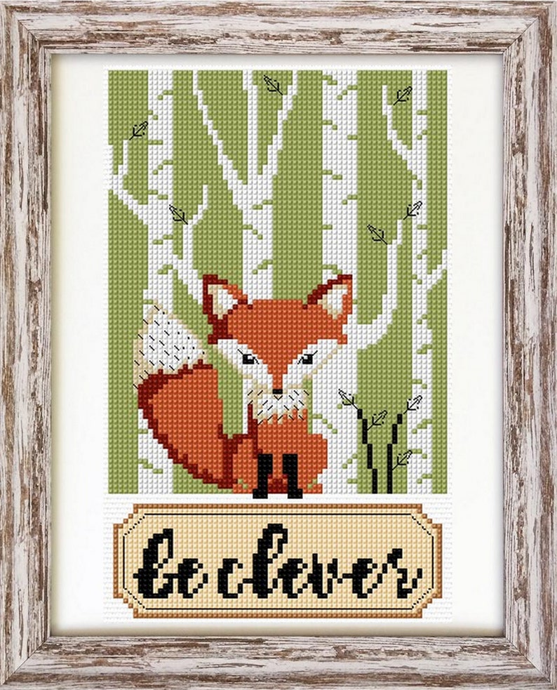 fox cross stitch pattern forest animal cross stitch fox pattern animal cross stitch animal pattern Be clever fox cross stitch fox