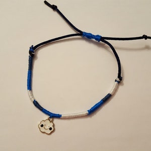 Cloud Charm Friendship Bracelet, Handmade Adjustable Cord Floss