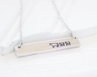 1 Cow Necklace for mom - Silver Cow Jewelry Gift for Mom Necklace - Mama Gift for Mother's Day Mama Cow and Calf Baby Cow Farm Animal