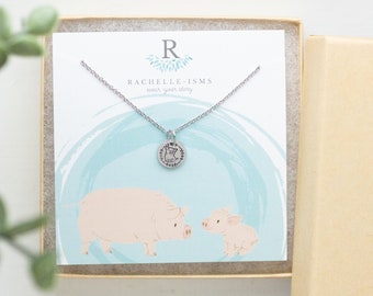 1 Tiny Pig Necklace Cute Jewelry Gift for Mom Necklace Cute Gift for girl Pig Jewelry Mother's Day gift Farm Animal gift ideas for women