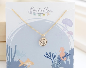 Gold Jellyfish Necklace for mom, Jellyfish Jewelry, Mom Necklace, Finding Nemo Squishy, Jellyfish Necklace Gift Idea for Christmas gift