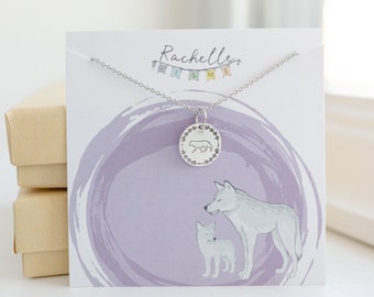 Wolf Charm Necklace, Sterling Wolf Jewelry, Wolf Gift for Mom Necklace, Gift for christmas Wolf Pack Wolf Family Wolf Necklace Wolf Gift