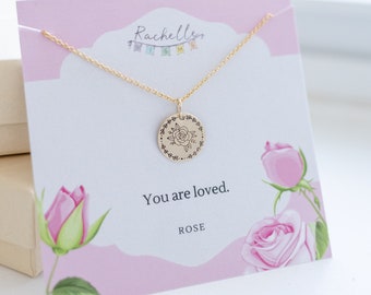 Rose Jewelry for Flower Necklace - Rose Necklace gift for a friend - Meaningful Gift for Friend gift for Valentine's Day Gift You Are Loved