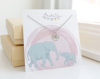 1 Elefant Charm Halskette - Elefant Schmuck - Geschenk für Mama Halskette - Mama Geschenk zum Muttertag Geschenk für Stiefmutter - Schwiegermutter Geschenk