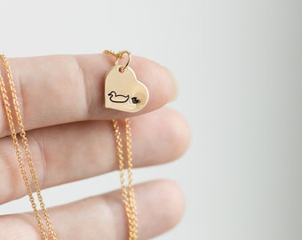 Gold Mom and Baby Duck Necklace  Jewelry for Mom Necklace - Gift for Mom Jewelry - cute ducklings Animal Mother's Day gift for duck lover