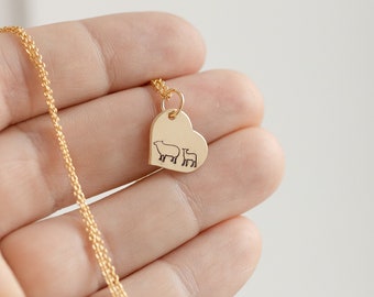 1 Mom Necklace for Mom Sheep Necklace - Silver Sheep Jewelry Gift for Mom Necklace - Mama Gift for Mother's Day Mama Ewe and Lamb Baby Sheep