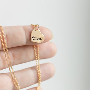 Gold Mom and Baby Duck Necklace  Jewelry for Mom Necklace - Gift for Mom Jewelry - cute ducklings Animal christmas gift for duck lover