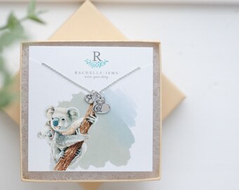 1 Mama Koala Necklace - Silver Koala Jewelry Gift for Mom Necklace - Mama Gift for Mother's Day gift for women Baby Koala Cute Animal lover