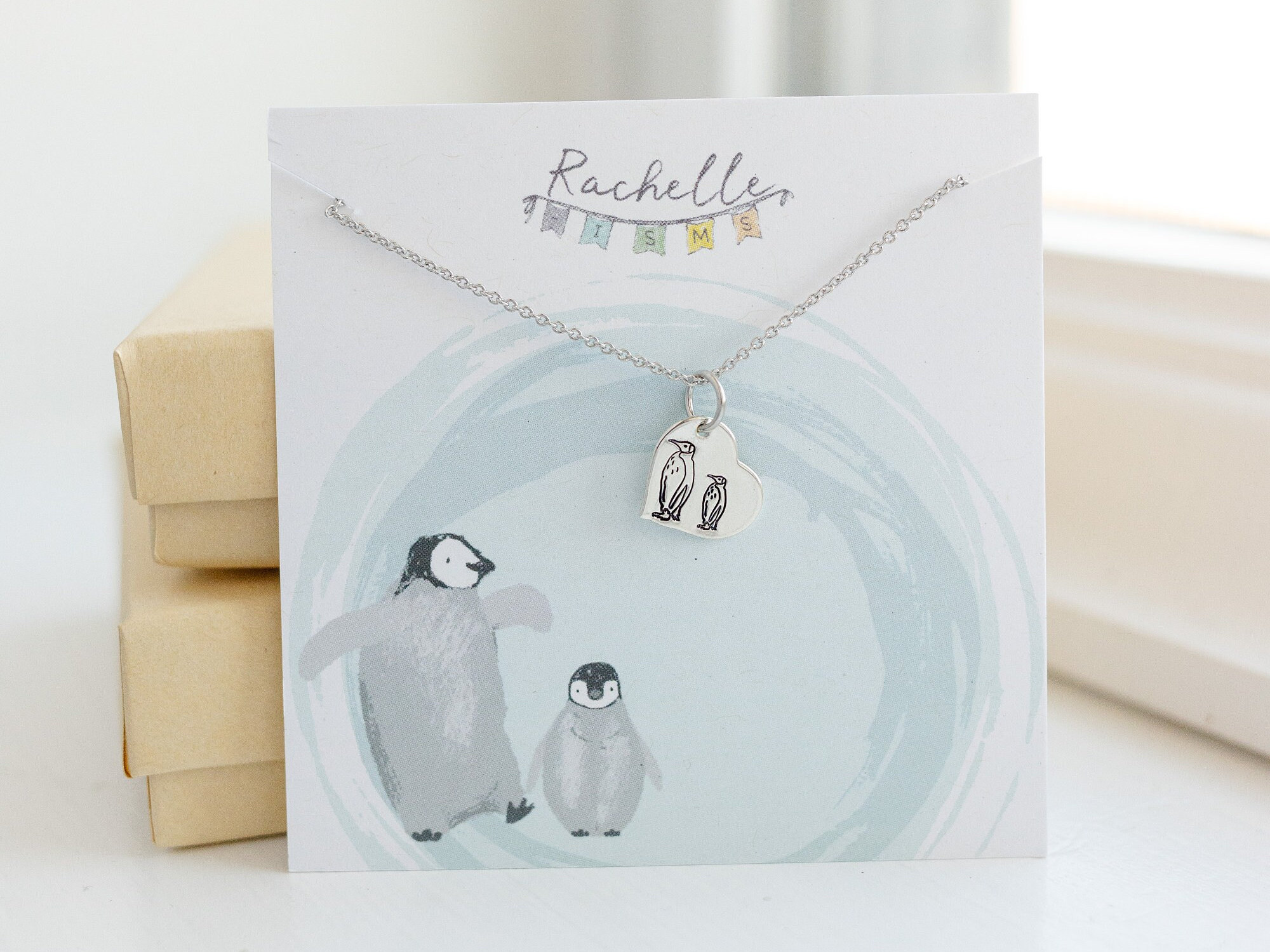 Mama and Baby Penguin Charm Necklace - Emperor Penguin Jewelry Gift for Mom Necklace Gift for christmas gift for Mom cute Penguin Necklace