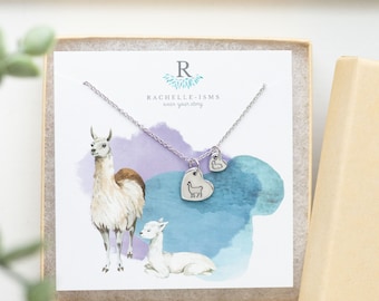 1 Mama Llama Necklace - Silver llama Jewelry Gift for Mom Necklace - Mama Gift for Mother's Day gift for women Baby llama Farm Animal lover