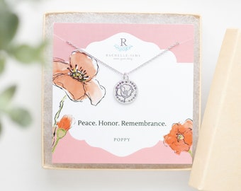 1 Poppy Flower Jewelry for Sympathy Necklace - Military Memorial gift for a friend - Fallen Soldier Gift for Friend gift for Birthday Gift