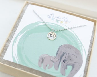 1 Mama Bear Necklace Silver Mama Bear Jewelry Gift for Mom Necklace for Mother's Day Necklace for Mommy and Me Necklace Family of bears