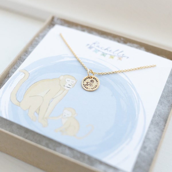 Gold Monkey Necklace for Women Animal Jewelry Gift for Mothers Necklace - Mama Gift for Birthday gift Monkey jewelry for mom gift ideas