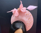 Pink Duchess Headband Fascinator.  Pink Halo Crown Style Hat. Wedding Hat. Kentucky Derby Crown. Wedding Style Hat. Church Hat.