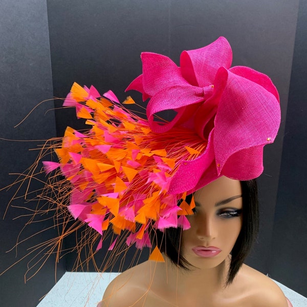 Gorgeous Kentucky Pink & Orange Derby Hatinator - Handmade Stylish/Colorful Hatinator for Ladies/Women - Gift for Bridal/Lady Friend