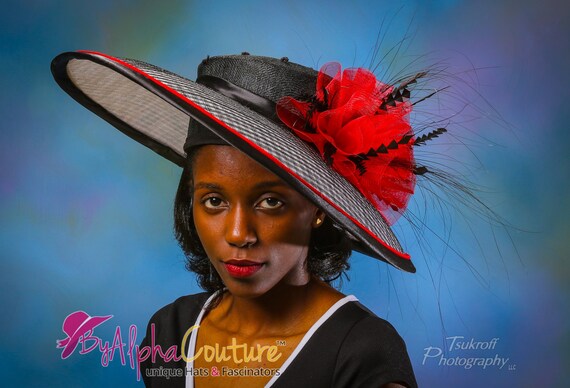 Red Trim. Kentucky Derby Hat 