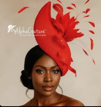 Radiant Luxury Red Statement Fascinator Hat Red Statement Fascinator - Etsy main image 3