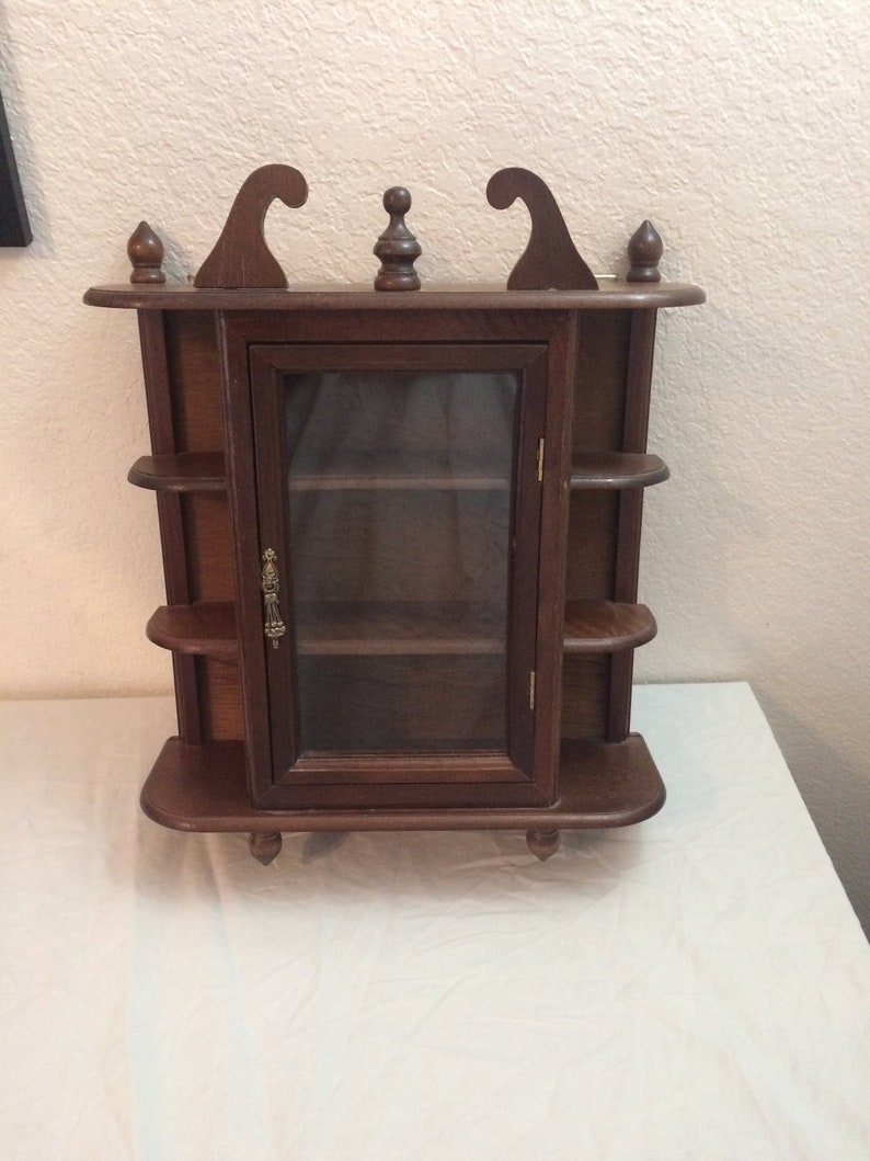 Wooden Glass Door Wall Curio Cabinet Curiosity Display