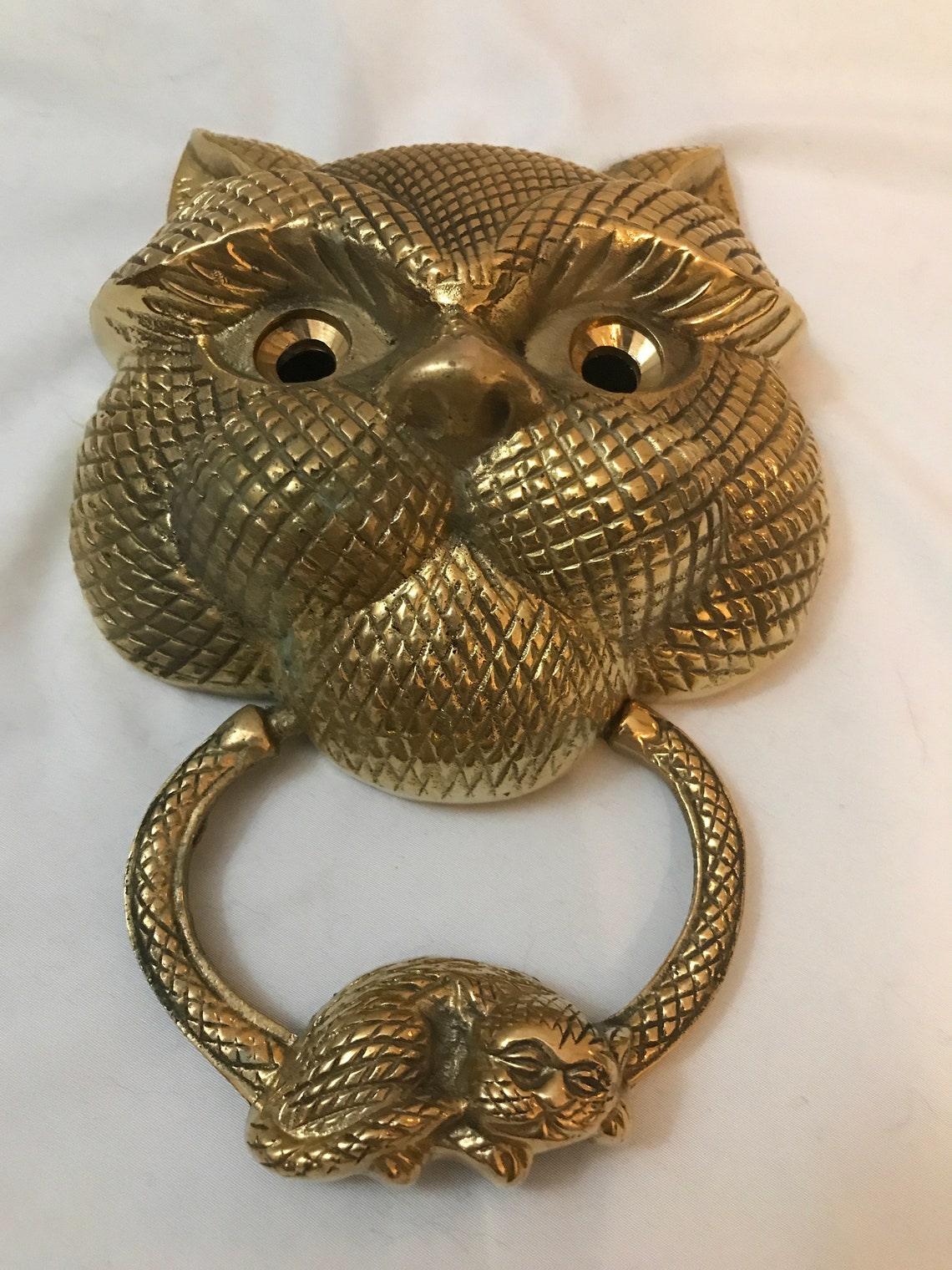 Vintage Heavy Brass Cat and Mouse Door Knocker Etsy
