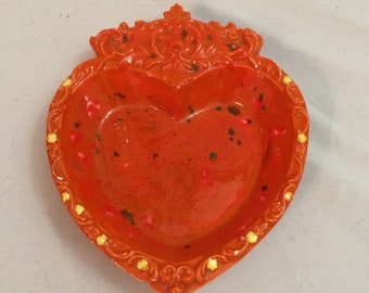 Vintage Ceramic Heart Jewelry Candy Dish