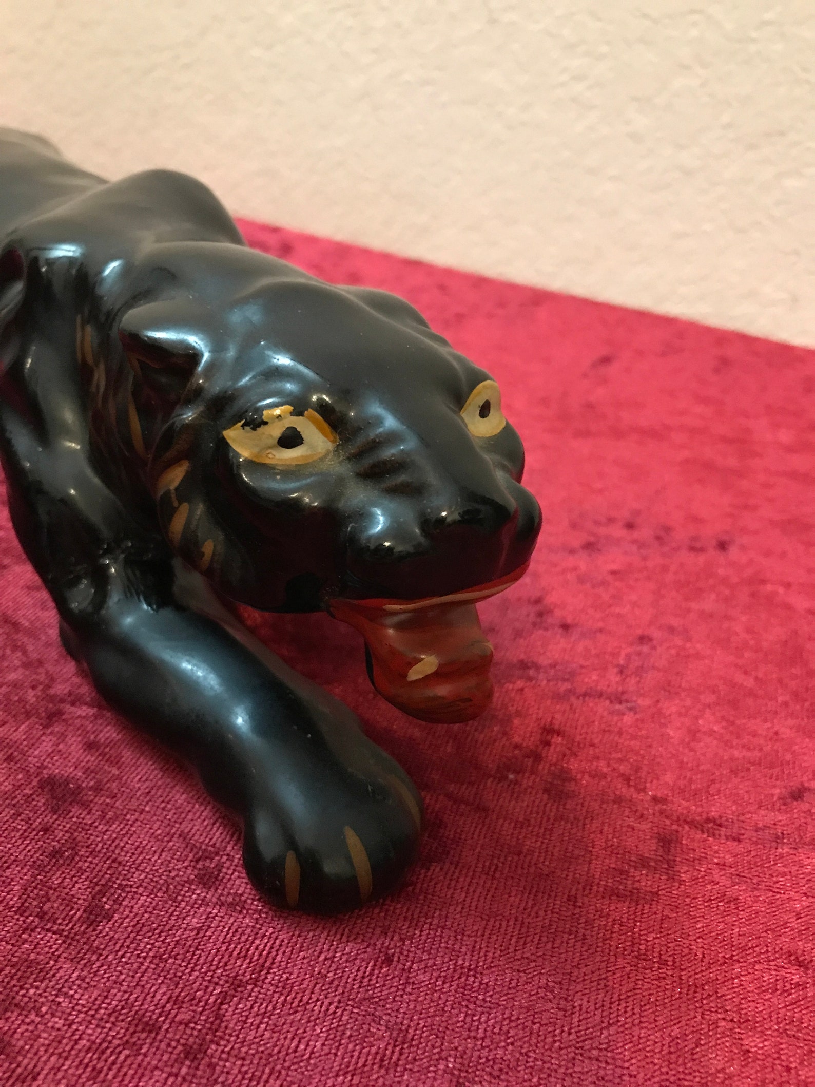 antique black panther statue