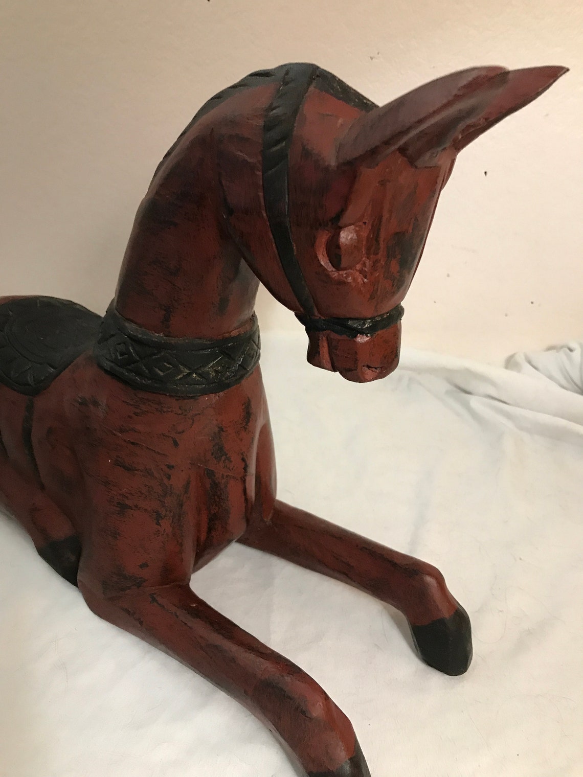 Large Carved Wood Horse Statue Etsy