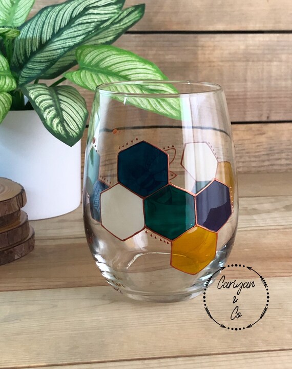Honeycomb Stemless Wine Glasses