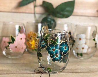 Hand Painted Wine Glasses | Etsy