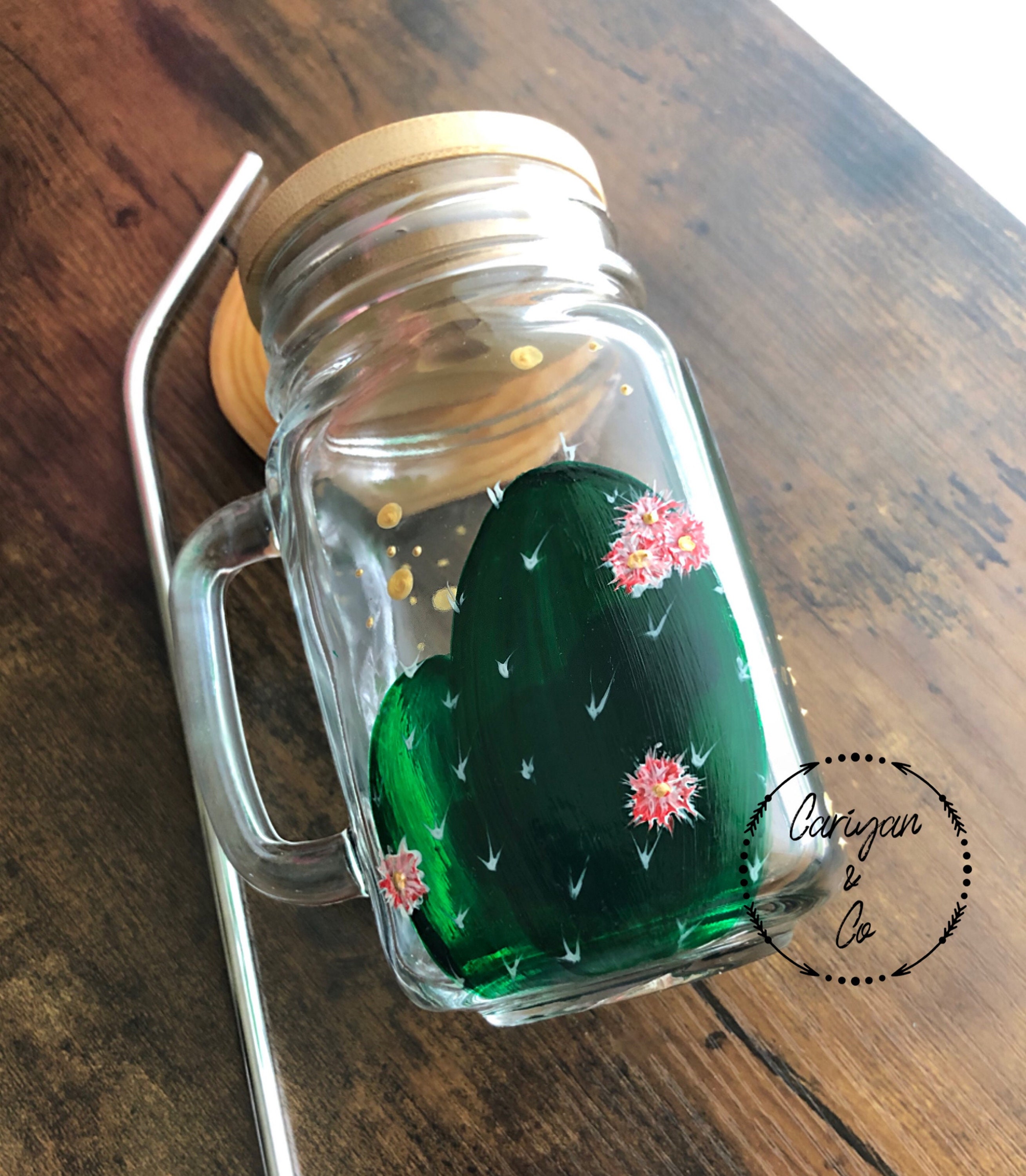 Cactus Glass Coffee Mug Iced Coffee Cup Glass Cup Hand Etsy