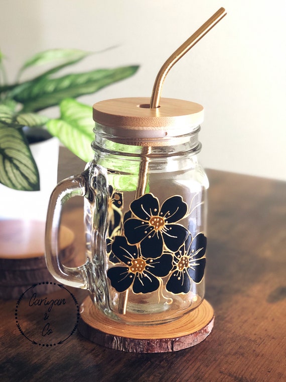 Iced Coffee Glass Tumbler, Hand Crafted Coffee Mug