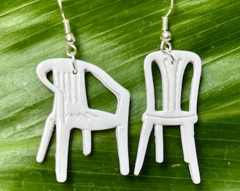 Bad Bunny Chair Earrings: Handmade Polymer Clay DtMF Statement Jewelry