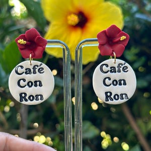 Café con Ron-Flor de Maga -Puerto Rico- Hibiscus. Statement Earrings. Minimalist Earrings. Handmade gift. Lightweight. Bad Bunny. DTMF