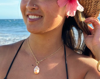 Perfectly Imperfect Fireball Necklace #3-Artisan Crafted  Necklace. Statement Earrings. Handmade. Lightweight. Hypoallergenic. Fashionable