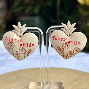 Corazon Latino. Latin Heart. Sacred Heart. Sagrado Corazón. Minimalist. Organically Handcrafted. Polymer Clay. Hypoallergenic.Hispanic.