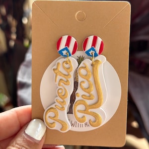 Puerto Rico. Puerto Rican Flag. PR Earrings. Statement Earrings. Minimalist Earrings. Handmade gift. Lightweight.
