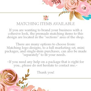 Premade Business Card Design Floral Rose Glitter Leaves Pink Gold Peach Blue White Business/Calling Card Printing Templates image 5