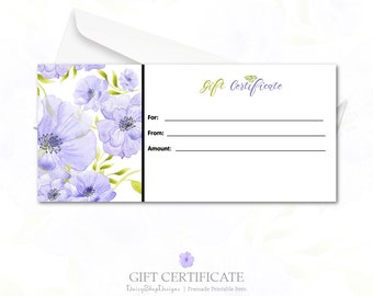 Premade Printable Gift Certificate for Small Crafty Business Owners | Diamond Jewelry | Lavender Black Olive | Gift Certificate Template