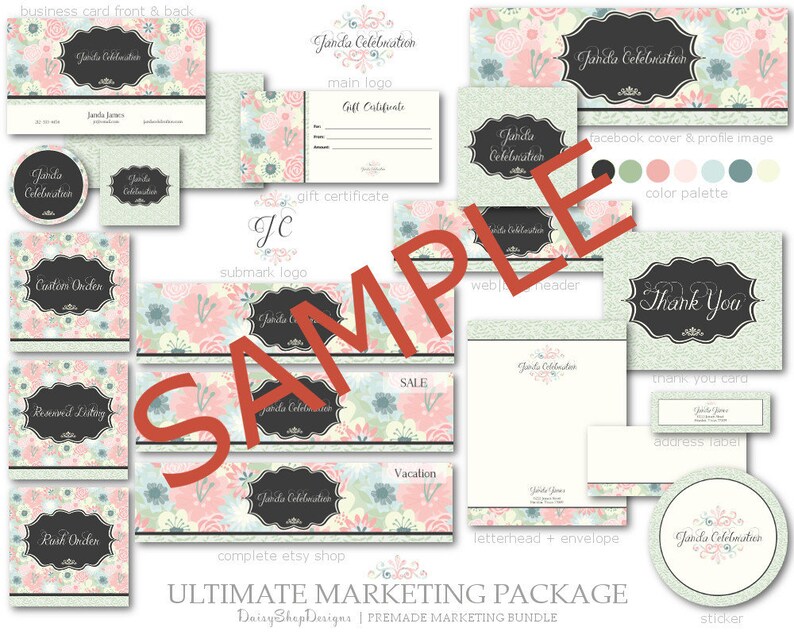 Custom Order Marketing Set OOAK Marketing Package Exclusive Set For Small Crafty Business Owners Matching Printable Items Branding Set image 2