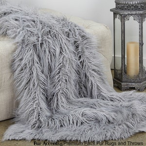 Luxurious Long Hair Llama - Mongolian Sheep Shaggy Faux Fur Throw Blanket  - Silky Soft Minky Cuddle Fur Back - Fur Accents Designs USA