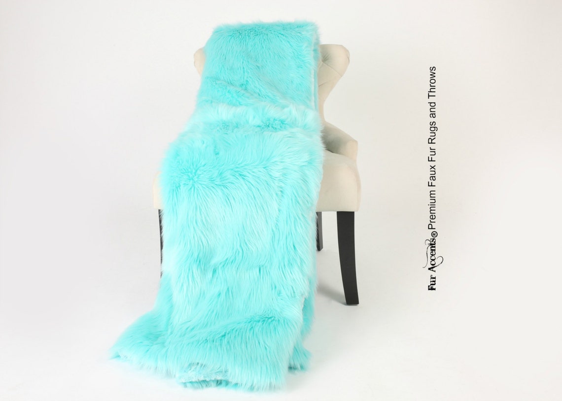 Luxurious Faux Fur Throw Blanket Light Aqua Teal Turquoise Etsy Canada