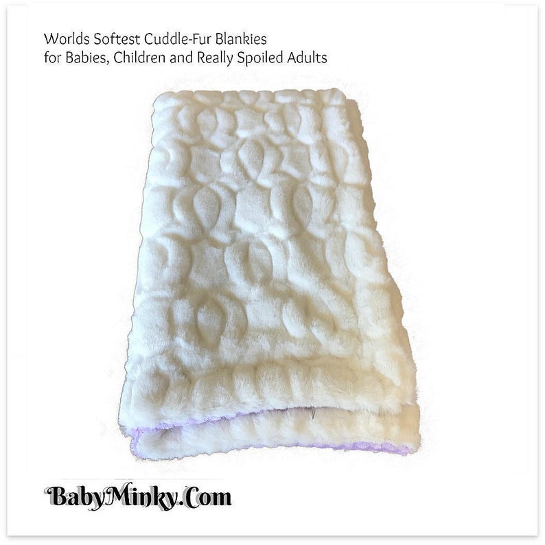 Worlds Softest Minky Cuddle Fur Blanket White with Soft Purple Waffle Minky Cuddle Fur All Sizes and Colors Reversible