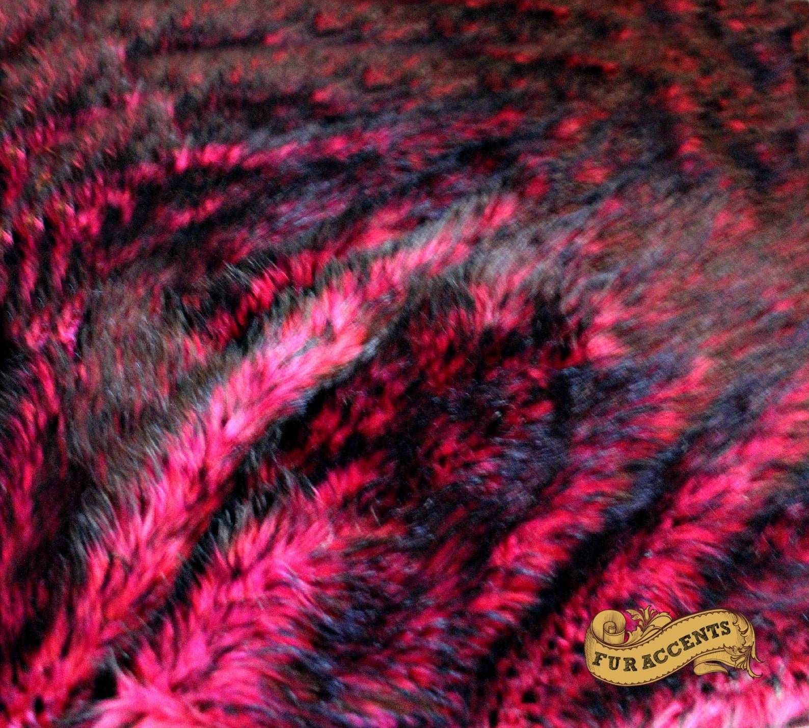 Plush Faux Fur Bedspread Dark Cherry Pink With Black Tips Soft Etsy