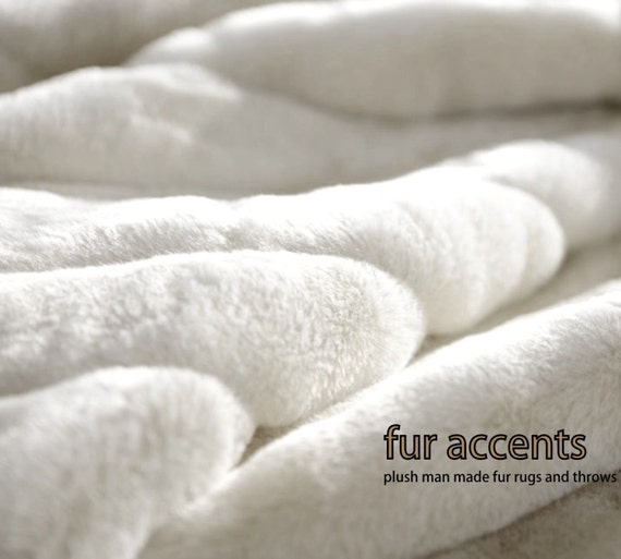 Fur Accents Faux Fur Bedspread Channel Mink Off White Ribbed Etsy