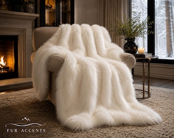 Soft White Faux Fur Throw | Luxury Minky Blanket | Custom Made in USA