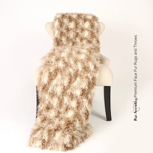 Luxurious Faux Fur Throw Blanket  - Light Tan Brown Mongolian Llama Lambskin - Shaggy Soft Minky Cuddle Fur Back - Fur Accents Designs USA