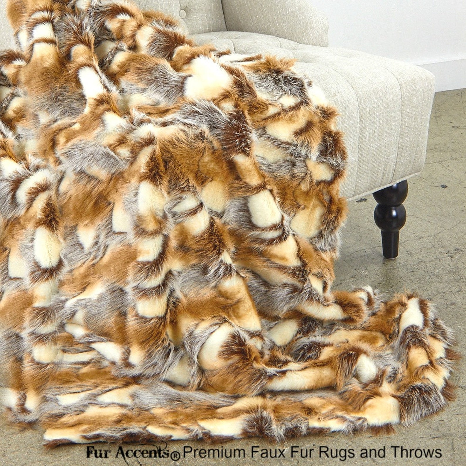Luxurious Arctic Fox Faux Fur Throw Blanket Brown and Ivory Etsy