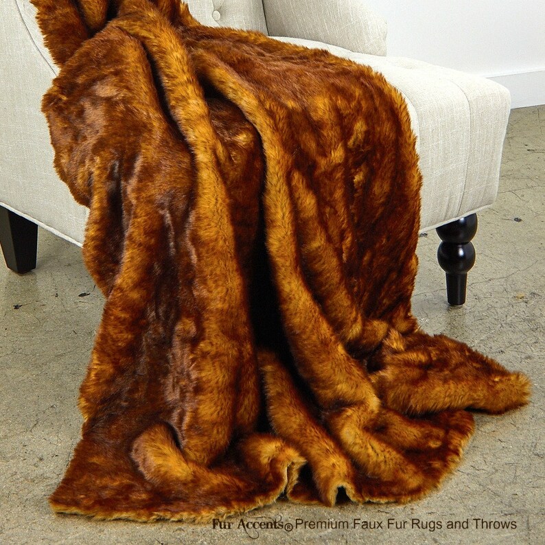 Luxurious Tip Dyed Red Fox Faux Fur Throw Blanket Reddish Etsy