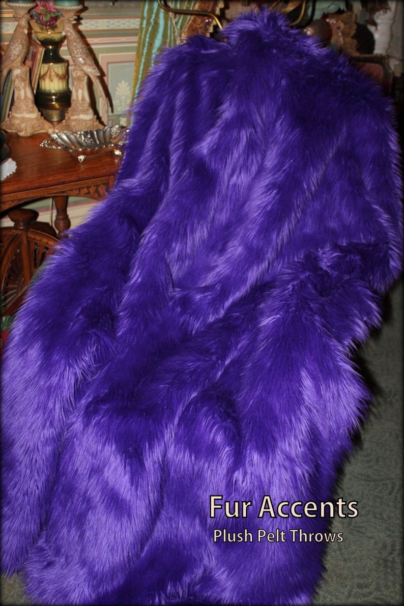 Faux Fur Throw Blanket Purple Shaggy Fur Premium Faux Fur Etsy